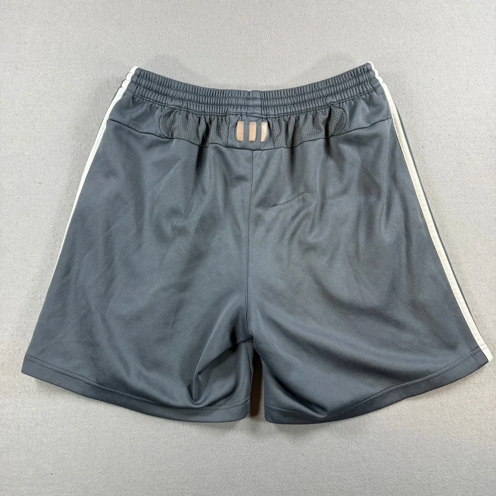 Adidas Shorts Mens Medium Gray Stripes Athletic Soccer Gym Running Workout Y2K